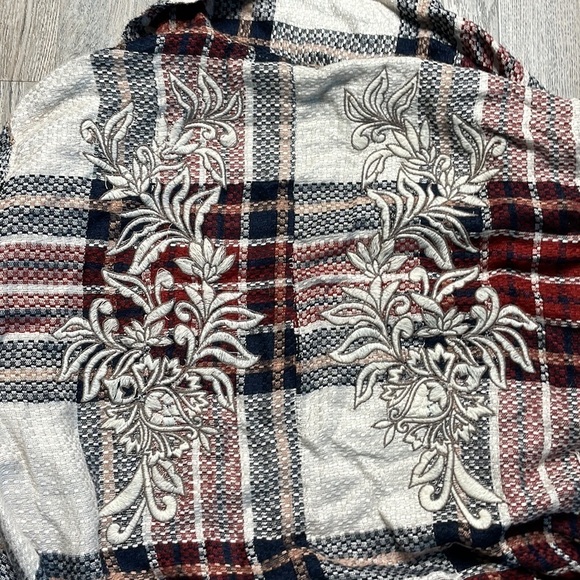 LUSH Plaid Duster Jacket with Embroidery on back, size S/M - Picture 9 of 9